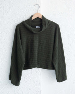 Textured Stripe Cowl Neck Sweater