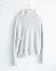 Light Grey Cowl Neck Fuzzy Sweater